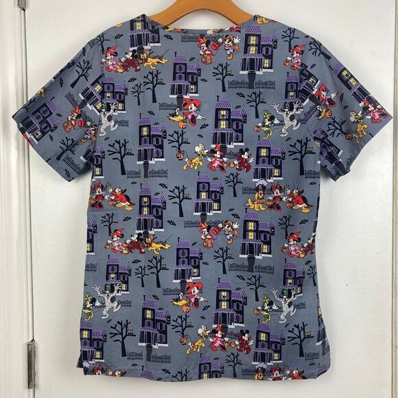 Disney Mickey Mouse Halloween Scrubs Medical Uniform Top 100% Cotton Women’s S - Picture 11 of 13